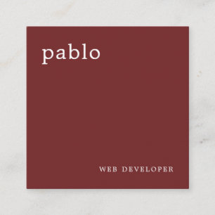 Modern Masculine Burgundy Square Business Card