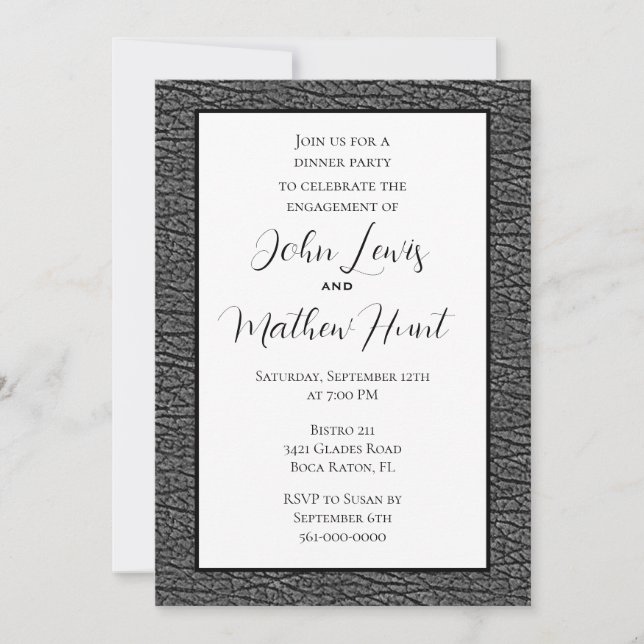 Modern Masculine Engagement Party Invitation (Front)