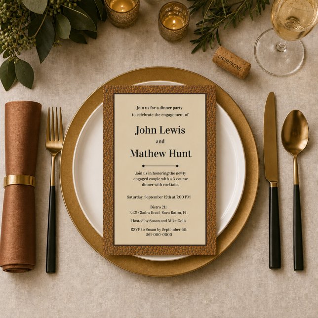Modern Masculine Engagement Party Invitation (Creator Uploaded)