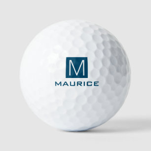 Modern masculine monogram dark blue square golf balls