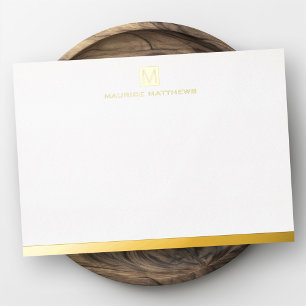 Modern masculine monogram name real foil flat card
