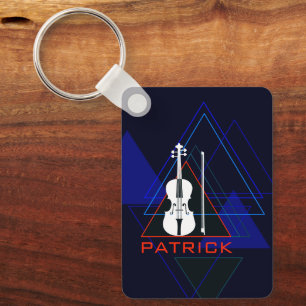 Modern & Masculine Navy Blue Music Violin Designer Key Ring