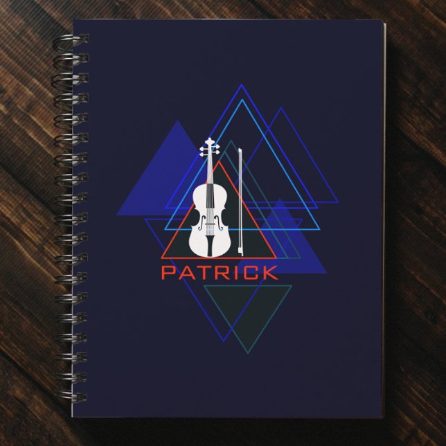 Modern & Masculine Navy Blue Music Violin Designer Notebook (Creator Uploaded)