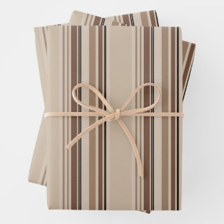 Modern Masculine Neutral Stripe Linen  Wrapping Paper Sheet