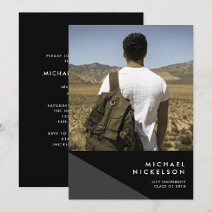 Modern Masculine Photo Graduation Party Invitation