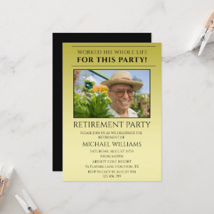 Modern Masculine Photo Retirement Invitation