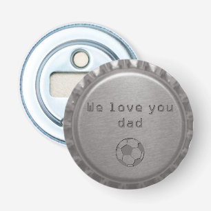 Modern Masculine Silver Metal Bottle Cap Soccer Bottle Opener