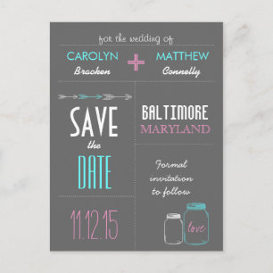 Modern Masonjar   Arrows Grey Save the Date Card