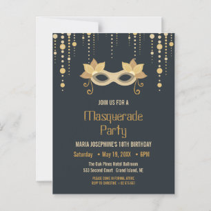 Modern Masquerade birthday Party Magnetic Invitation