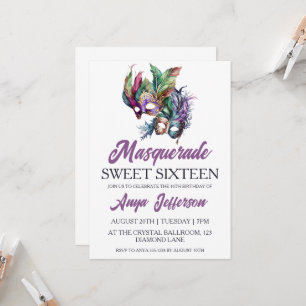 modern masquerade sweet 16 invitations