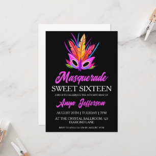 modern masquerade sweet 16 invitations