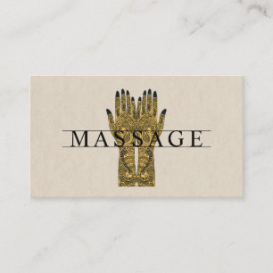 Modern Massage Therapist Henna Hands Business Card