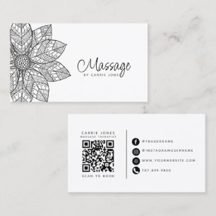 Modern Massage Therapist Lotus Flower Business Card