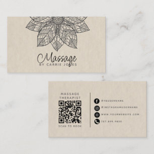 Modern Massage Therapist Lotus Flower Business Card