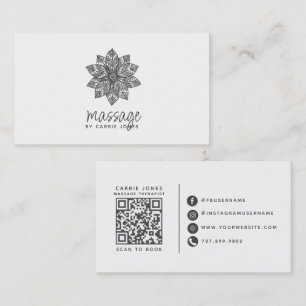 Modern Massage Therapist Lotus Flower Business Card