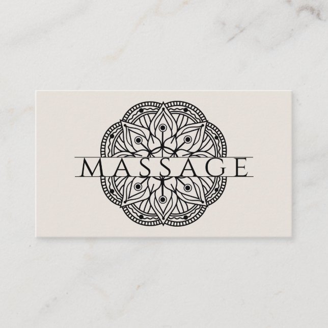 Modern Massage Therapist Lotus Pose Business Card (Front)