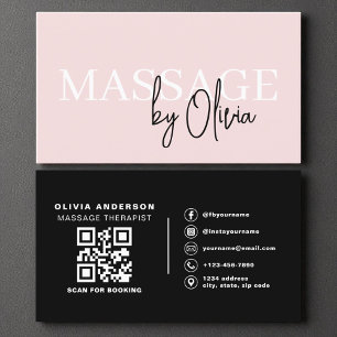 Modern Massage Therapist QR Code Blush Pink  Business Card