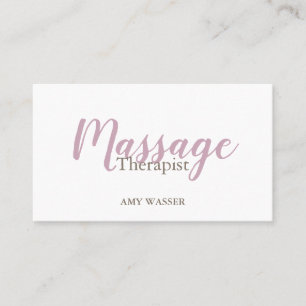 Modern Massage Therapist Script Blush Pink Business Card