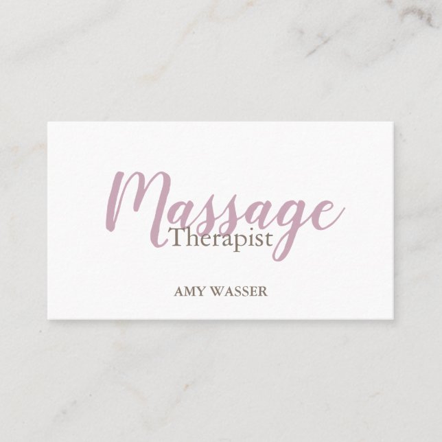 Modern Massage Therapist Script Blush Pink Business Card (Front)