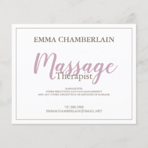 Modern Massage Therapist Script Blush Pink Script  Flyer