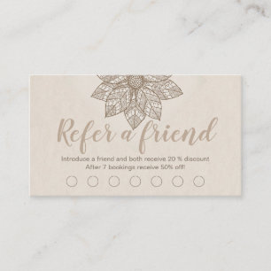 Modern Massage Therapist Script Lotus Flower  Loyalty Card