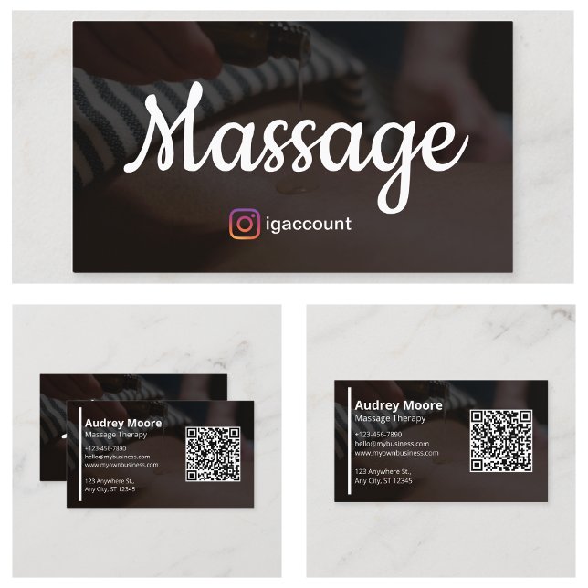 Modern Massage Therapy QR Code Business Card (Modern Massage Therapy QR Code Business Card
)