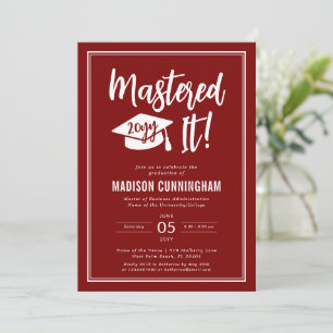 Modern Mastered It Master's Degree Graduation Invitation