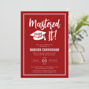Modern Mastered It Master's Degree Graduation Invitation
