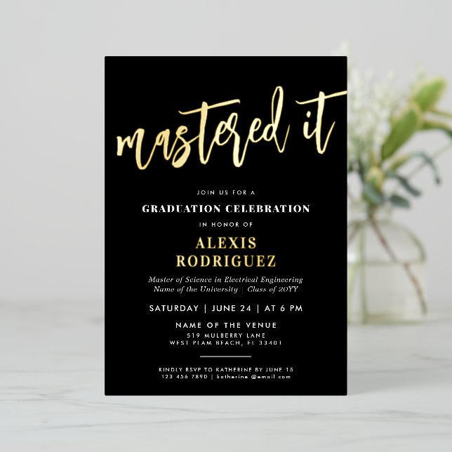 Modern Master's Degree Graduation Mastered it (Standing Front)