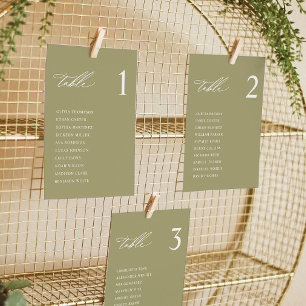 Modern Matcha Green Wedding Seating Chart Cards