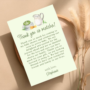 Modern Matcha Themed Baby Shower Thank You Card