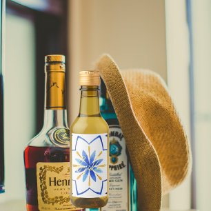 Modern Matching Bride Bach Party Moroccan Tile Wine Label