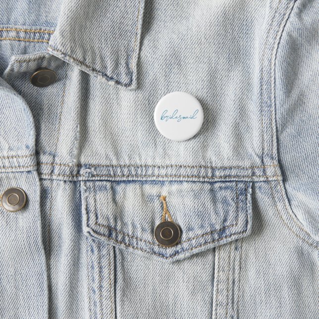 Modern Matching Bridesmaid Bach Party | Blue 3 Cm Round Badge (In Situ)