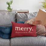 Modern Matching Family Minimalist Merry Christmas Lumbar Cushion<br><div class="desc">Add comfy Christmas vibes with our MERRY Family Name Pillow! 🎄 Customise with your text. Minimalist magic for your cosy nest! 🎅 #MerryFamilyPillow #ChristmasDecor</div>