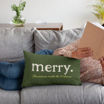 Modern Matching Family Minimalist Merry Christmas Lumbar Cushion<br><div class="desc">Add comfy Christmas vibes with our MERRY Family Name Pillow! 🎄 Customise with your text. Minimalist magic for your cosy nest! 🎅 #MerryFamilyPillow #ChristmasDecor</div>