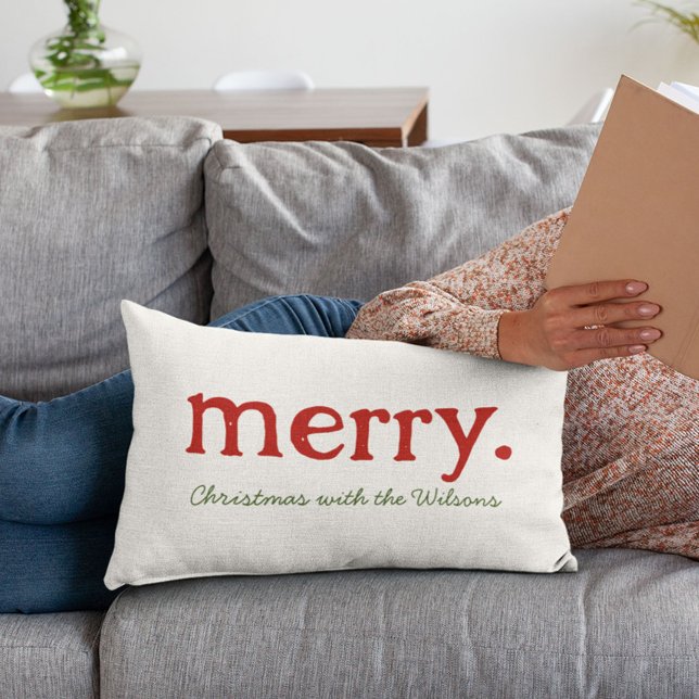 Modern Matching Family Minimalist Merry Christmas Lumbar Cushion (Creator Uploaded)