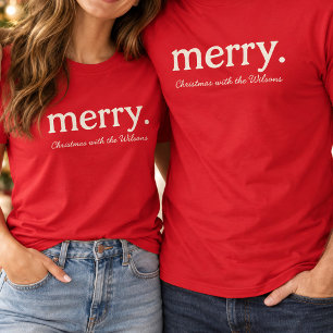 Modern Matching Family Minimalist Merry Christmas T-Shirt