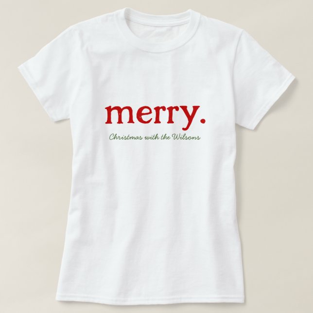 Modern Matching Family Minimalist Merry Christmas T-Shirt (Design Front)