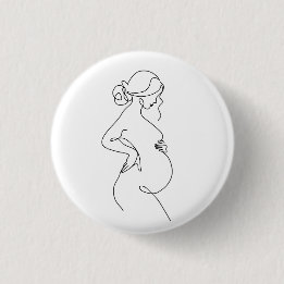 Modern Maternity Profile Baby Shower Favour Button