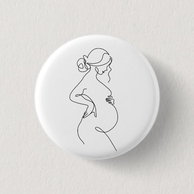 Modern Maternity Profile Baby Shower Favour Button (Front)
