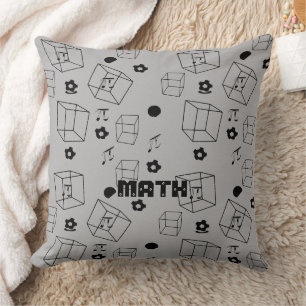 Modern Math Pattern Black and Grey Cushion