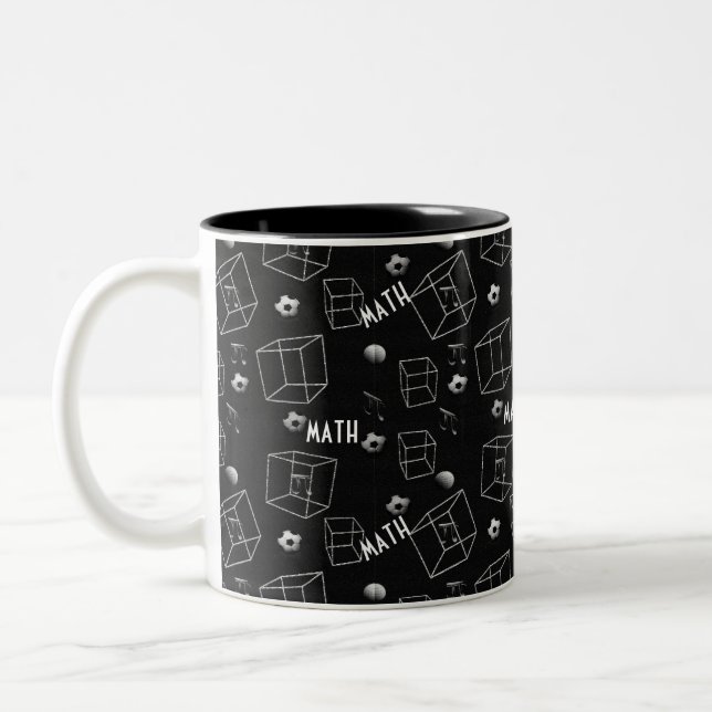 Modern Math Science Student Teacher Pattern Two-Tone Coffee Mug (Left)