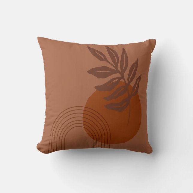Modern Matisse Inspired Abstract Shapes Terracotta Cushion (Front)