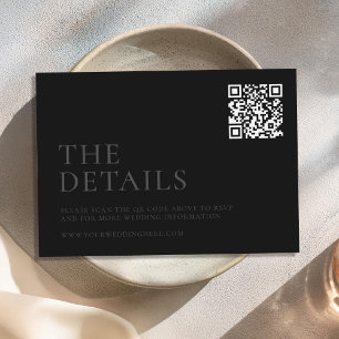 Modern Matte Black Minimal Wedding Enclosure Card