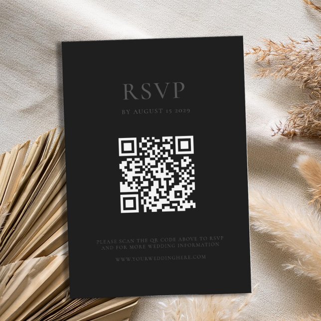 Modern Matte Black Minimal Wedding RSVP Card (Creator Uploaded)