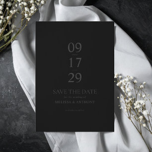 Modern Matte Black Minimalist Wedding Save The Date