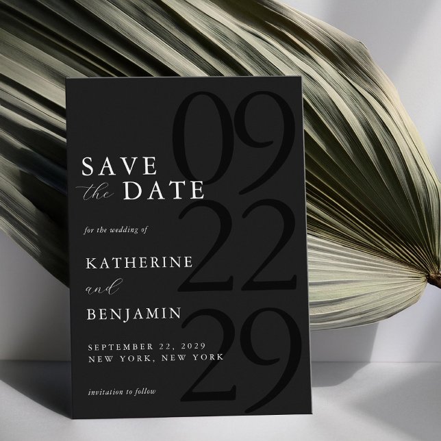 Modern Matte Black Minimalist Wedding Save The Date (Creator Uploaded)
