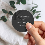 Modern Matte Black Monogram Minimalist Wedding Classic Round Sticker<br><div class="desc">Create your own personalised wedding stickers featuring modern monogram typography and minimalist graphic design in matte black colour.</div>