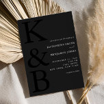 Modern Matte Black Monogram Minimalist Wedding Invitation<br><div class="desc">Easily personalise your wedding invitations with this editable template. Features minimal elegant typography design in matte black colour.</div>