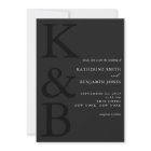 Modern Matte Black Monogram Minimalist Wedding
